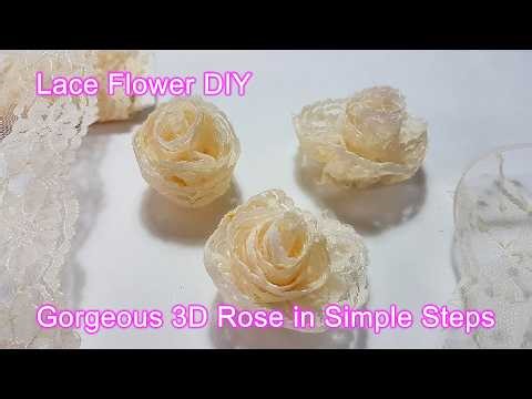 How to Make a Beautiful Rose-Shaped Lace Flower | Step-by-Step DIY Tutorial#handmade#LaceRose