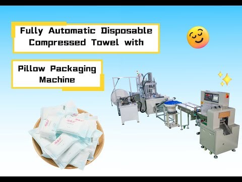 Fully Automatic Disposable Compressed Towel Packaging Machine | 60pcs/min with Conveyor Belt