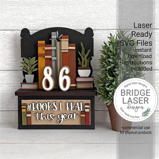 Reading Advent Laser Cut File, Books Read Advent Interchangeable Laser SVG, Library Laser Cut File, Books Read Counter Laser Cut File - Etsy