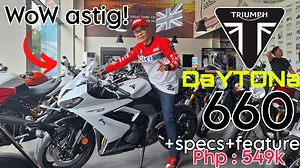 2.4K views · 55 reactions | Andito na sa Pinas 2024 Triumph Daytona 660 - Full Review ng Specs at Features plus Price Triumph Motorcycles Philippines #triumphdaytona #triumphdaytona660 #daytona660 Triple Cylinder Sports Bike ! | Boyet Salavaria | Facebook