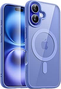 JETech Magnetic Case for iPhone 16 Plus 6.7-Inch Compatible with MagSafe, Shockproof Phone Bumper Cover, Solid Color Matte TPU Frame, Anti-Scratch Clear Back (Ultramarine)