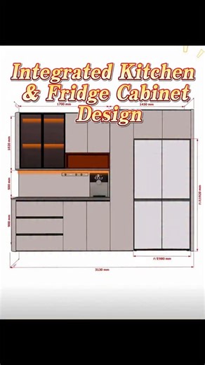 Leed on Instagram: "Integrated Kitchen & Fridge Cabinet Design#cabinetdesign #sketchup #archiwood"
