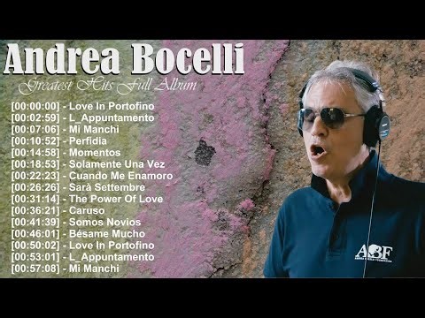 Andrea Bocelli – Colección definitiva – Top 20 éxitos popera – Con Te Partirò Vivo Per Lei