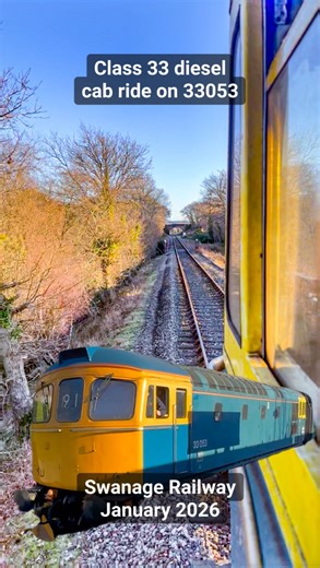 Tim Dunn on Instagram: "A cab ride from Wareham (Frome Bridge) to Corfe Castle in British Railways Class 33 ‘crompton’ 33053 at the weekend - my last video from @swanagerailwayofficial ‘s terrific Winter Warm Up. With a couple of Bulleid Pacifics, the LSWR T3 and SR 2-6-0 - U class 31806 (100 years old this year) plus a Class 33 diesel this was effectively a special event gala. It brought out so many people from far & wide: families and enthusiasts, and all the trains were comfortably busy. Swan