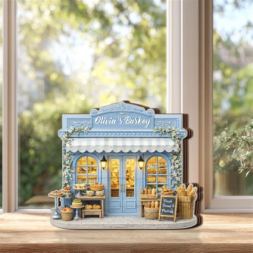 Personalized Bakery Wooden Block Decor, Custom Name Bakery Shop Gift, Miniature Pastry Store Diorama, Cute Kitchen Decor, Gift for Baker - Etsy