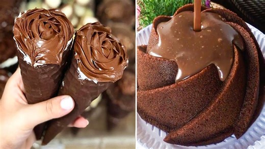 Dessert Ideas Featuring Rose Swirl and Chocolate Glaze
