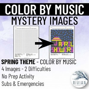Color by Music Symbol Mystery Images Spring Music Coloring Activity