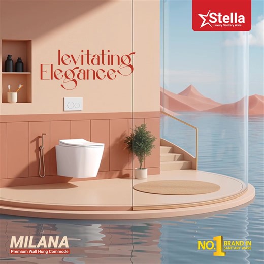 Upgrade your bathroom with the sleek and modern MILANA wall-hung commode from Stella. Experience elegance and hygiene redefined! 🌟🚽 #StellaMilana #BathroomGoals #WallHungCommodeb | Stella