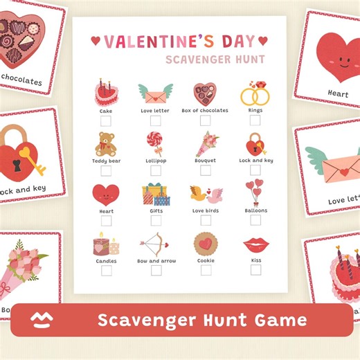 Valentine’s Day Scavenger Hunt Game, Preschool Classroom Party Activity, Printable PDF - Etsy
