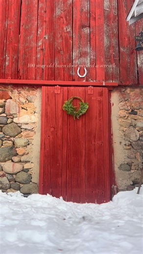 Birch Hill Farmhouse on Instagram: "I couldn’t just leave this beautiful old barn door bare for Christmas! 🎄 I have bigger plans for the barn next year but for now this will do! #farmhouse #countryliving #christmasdecor #barn #countrylife"