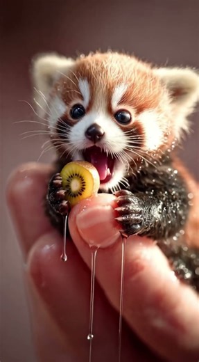 Red Panda Baby Tastes Fruit For The First Time! 🍓🥝 (CUTENESS OVERLOAD) #redpanda #cuteanimals