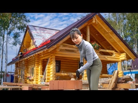 Building the Most Beautiful House | Classic Log Cabin with Modern Red Brick Design [4K]