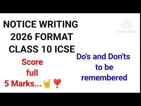 Notice Writing Class 10 ICSE #icse #noticewriting ISCE NOTICE FORMAT 2026