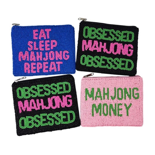 Mahjong Coin Purse | Beaded Mahjong Zipper Pouch | Mahjong Lover Gift | Mahjong Money Bag | Mahjong Player Accessory Gifts - Etsy