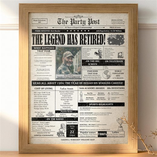 Retirement Gift for Men or Women, Retirement Newspaper Poster, Farewell Party Decoration, Printable Retirement Sign, the Legend Has Retired - Etsy Australia