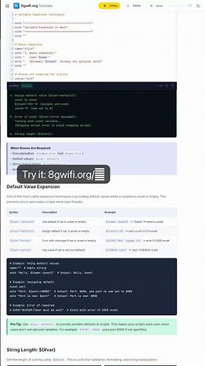 Bash Variable Expansion - Default Values, Error Handling, String Length — in 30 seconds #Bash #Shell