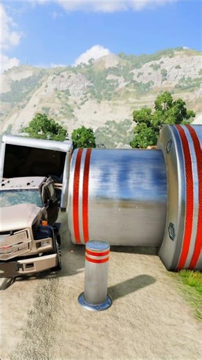 School Bus vs Bollards car BeamNG.drive