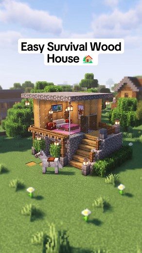 Mcxiaoli on Instagram: "Easy Survival Wood House | Tutorial 🏡 48 #minecraft #minecraftbuilding #minecrafttutorial"