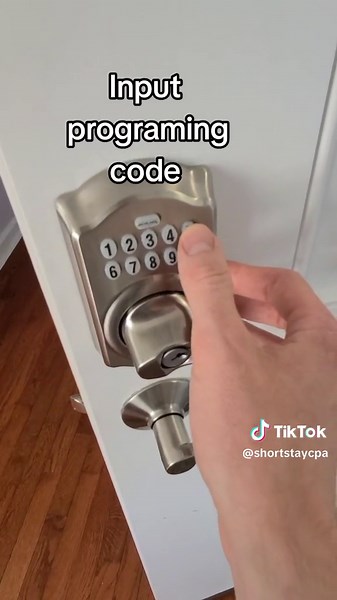 The Schlage Camelot Deadbolt with Keypad. One of our favorite locks for Midterm/hybrid units for it's security, easy of use, and value. Here is how to program new codes and remove old ones. #midtermrentals #corporatehousing #relocation #airbnb #vrbo #cpa #fyp #tiktok #HowTo
