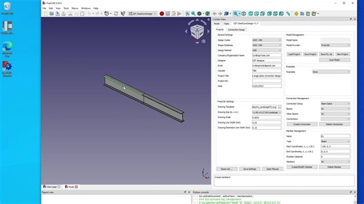 Designing Beam Splice Connections using FreeCAD and CET.SteelConnDesign v1.7