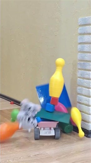 Toy Truck Crashes Into Bowling Pin Tower with Alien Toy on Top! 👽