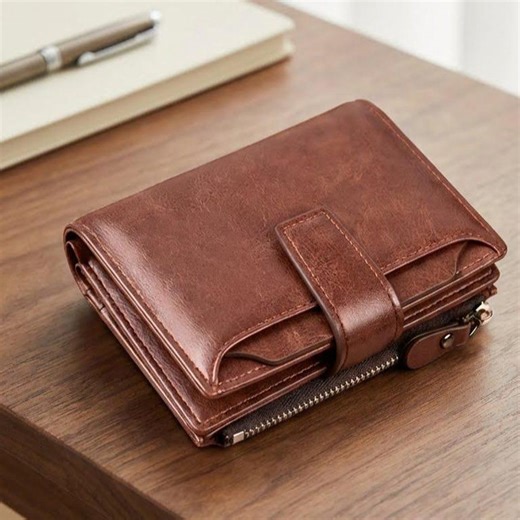 Men’s RFID Leather Wallet With Zipper Coin Pocket – Anti-theft Bifold Wallet, Card Holder & ID Window, Classic Brown Wallet for Men - Etsy
