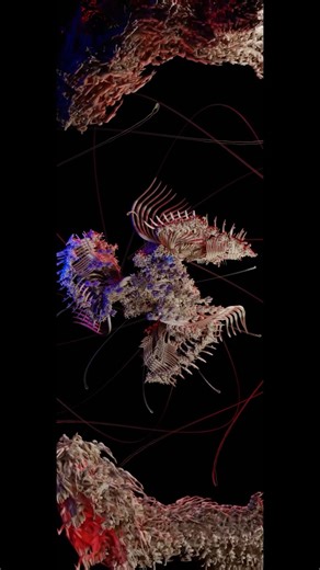 Yuvraj | 3D Artist on Instagram: "I don’t even know what to call this. Built entirely with Geometry Nodes, shaped with Geometry Nodes, layered with 5+ different Geometry Nodes systems. just procedural Geometry Nodes, pure Blender Geometry Nodes workflow. This whole form was generated, shaped, and controlled using Geometry Nodes from scratch. Rendered with @octaspace.official Blender, Geometry Nodes, Procedural 3D, Blender 3D, Procedural Modeling, Geo Nodes, Node Based Modeling, Generative Design