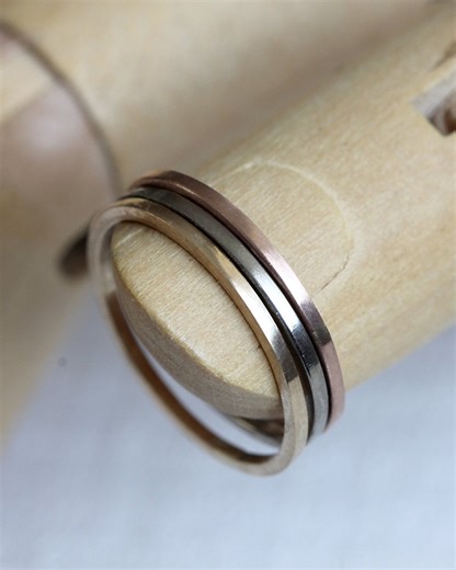 Solid Gold Stacking Rings Set: 14k Yellow, White, Rose Gold - Etsy
