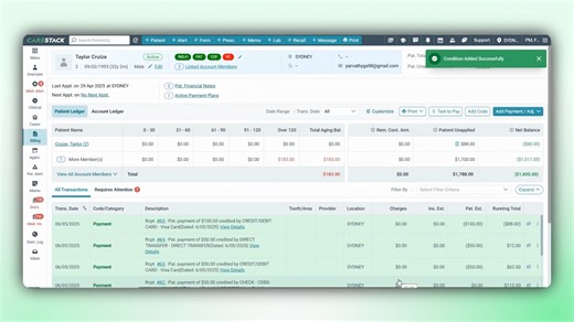 Touchpoints for Charting Conditions in CareStack