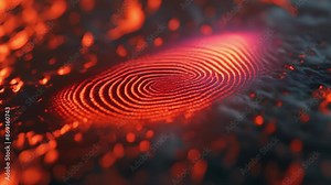 Fingerprint biometric authentication button. Finger to biometric fingerprint scanner. Security, Cybersecurity and fingerprint password, Future technology. business safety Concept.