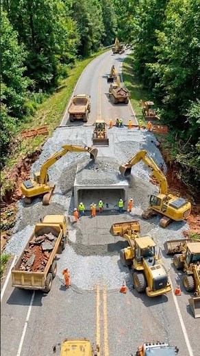 Emergency Repair of a Deep Washed-Out Rural Road | Incredible Road Reconstruction #shorts