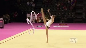 Very beautiful ribbon routine by Delphine Ledoux! Cute leotard! ❤️ | Rhythmic Gymnastics
