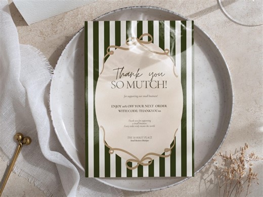 Retro Stripe Thank You Card Template | Editable Canva Postcard for Small Business - Etsy