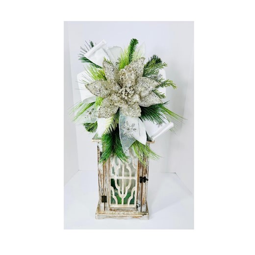 Silver Poinsettia Lantern Swag, Elegant Christmas Decor - Etsy