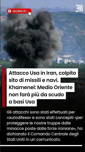 Attacco Usa in Iran, colpito sito di missili e navi. Khamenei: Medio Oriente, stop scudo a basi Usa