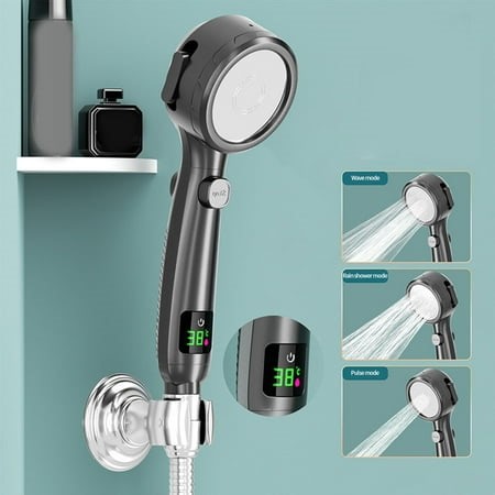 Turbo Shower Head Home Bath Shower Nozzle Water Heater Filter Shower -4 Bathing Modes- One Pressurised Water Stop Function Shower Head- Intelligent Digital Show - Walmart.ca