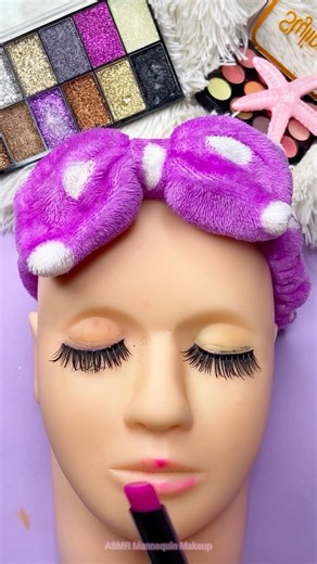 ASMR Mannequin Makeup things Satisfying Unboxing & Review Sounds Video Fast No talking pink lipstick
