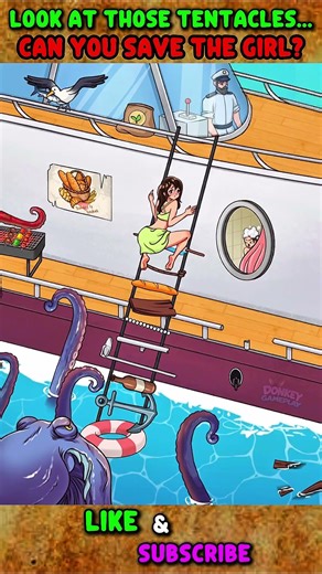 🤢 The monstrous octopus of the deep sea... Can it save the girl? #games #gameplay #funny