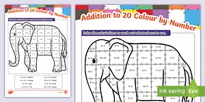 Patchwork Elephant Addition to 20 Colour by Number