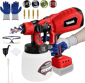 Cordless Paint Sprayer for Milwaukee 18V Max Battery，Upgraded HVLP Brushless Spray Paint Gun for House Painting/Home Interior and Exterior/Wood/Walls/Furniture/Fence/Door(No Battery)
