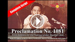 Proclamation No. 1081 (Martial Law) - Complete Script
