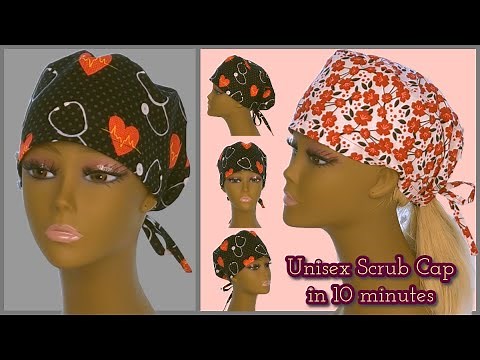 Cap #14- Free Printable Pattern and Tutorial for Unisex Scrub Caps for Men/Women/One Size Fits All.