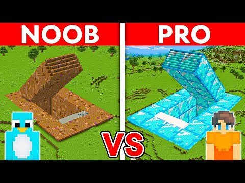 NOOB vs PRO: GIANT SECRET BUNKER House Build Challenge in Minecraft