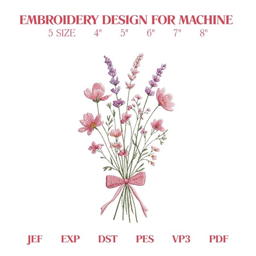 Wildflowers Machine Embroidery Design, Flower Embroidery Design, Floral Bouquet Embroidery File, Spring Flowers Machine Embroidery - Etsy