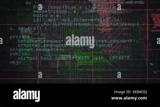 Animation of data processing online security padlock and circuit board. Global technology computing and digital interface concept digitally generated video Stock Video Footage - Alamy