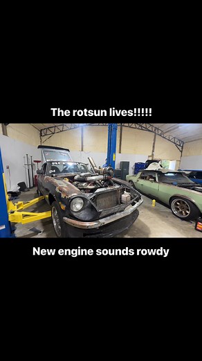Rowdy Street Cars got the rotsun’s new engine running today. Now the chaos begins. SP Tools USA Driven Racing Oil | 3G video