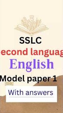 Second language english model paper 1 // SSLC english model paper 2026