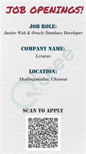 Junior Web & Oracle Developer Internship | Chennai | 12K Stipend | Apply Now