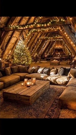 Cozy Christmas Log Cabin with Fireplace & Warm Lights | Festive Winter Ambience #christmas #logcabin