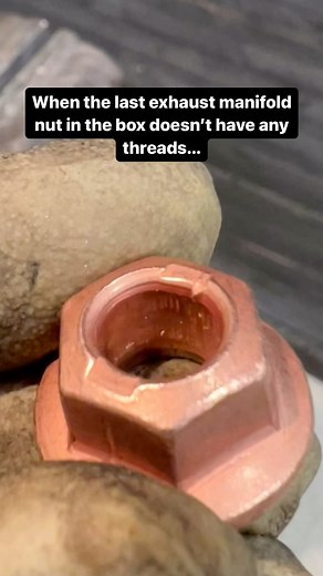 743K views · 10K reactions | When the last exhaust manifold nut in the box doesn’t have any threads… #gearwrenchpartner #threads #nuts #hardware #car #automotive #carcare #diy #restoration #turbo #diesel #machining | WeWrench | Facebook